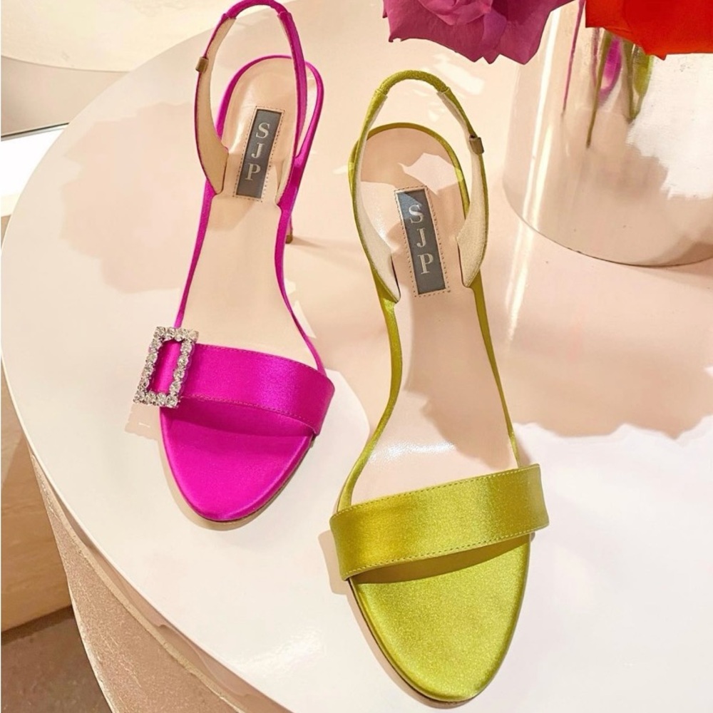 NWOT SJP Rogue Heels - Fuxia Satin (Original design)